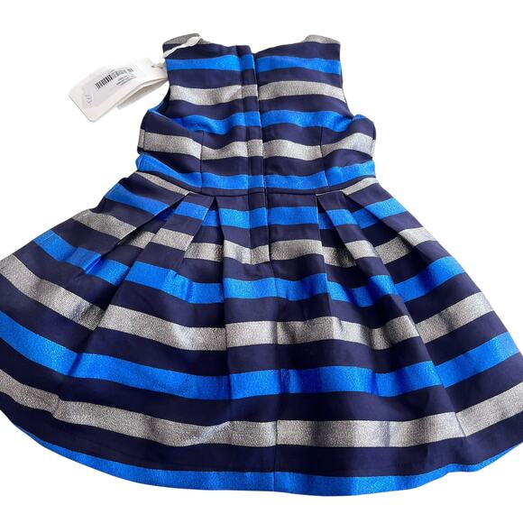 FunFun Girls Holiday Dress Navy Blue Silver Stripe - Size 6 - Picture 4 of 7
